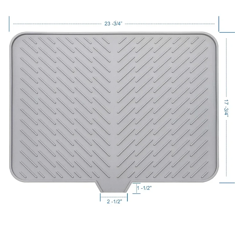 Silicone Dish Drying Mat Built in Drain Lip Hygienic Drying Pad Easy To Clean Tray Protect Surfaces Prevents Water Build Up bath