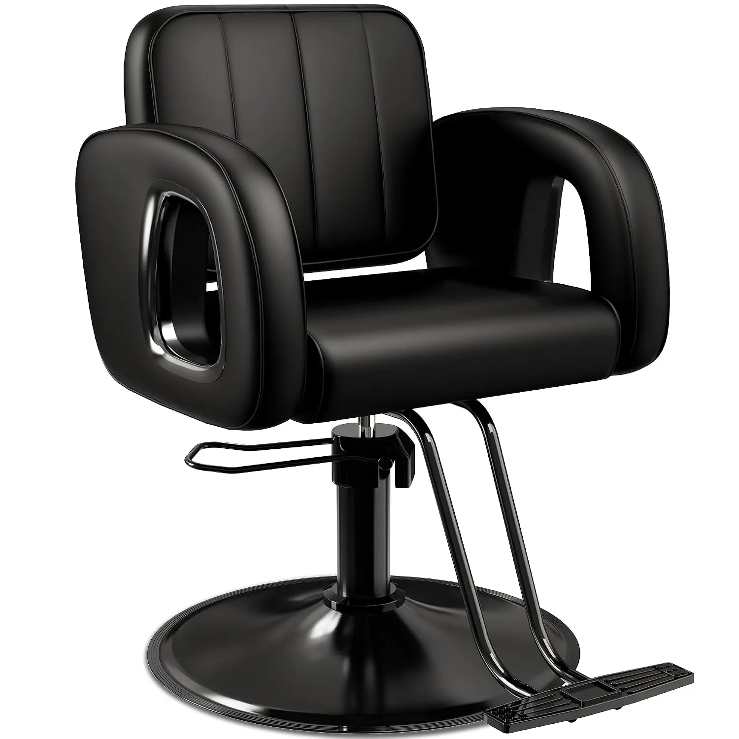Allblack Salon Chair with Cushion, Heavy Hydraulic Pump, 360° Rotation, 440 lbs Capacity, Customized
