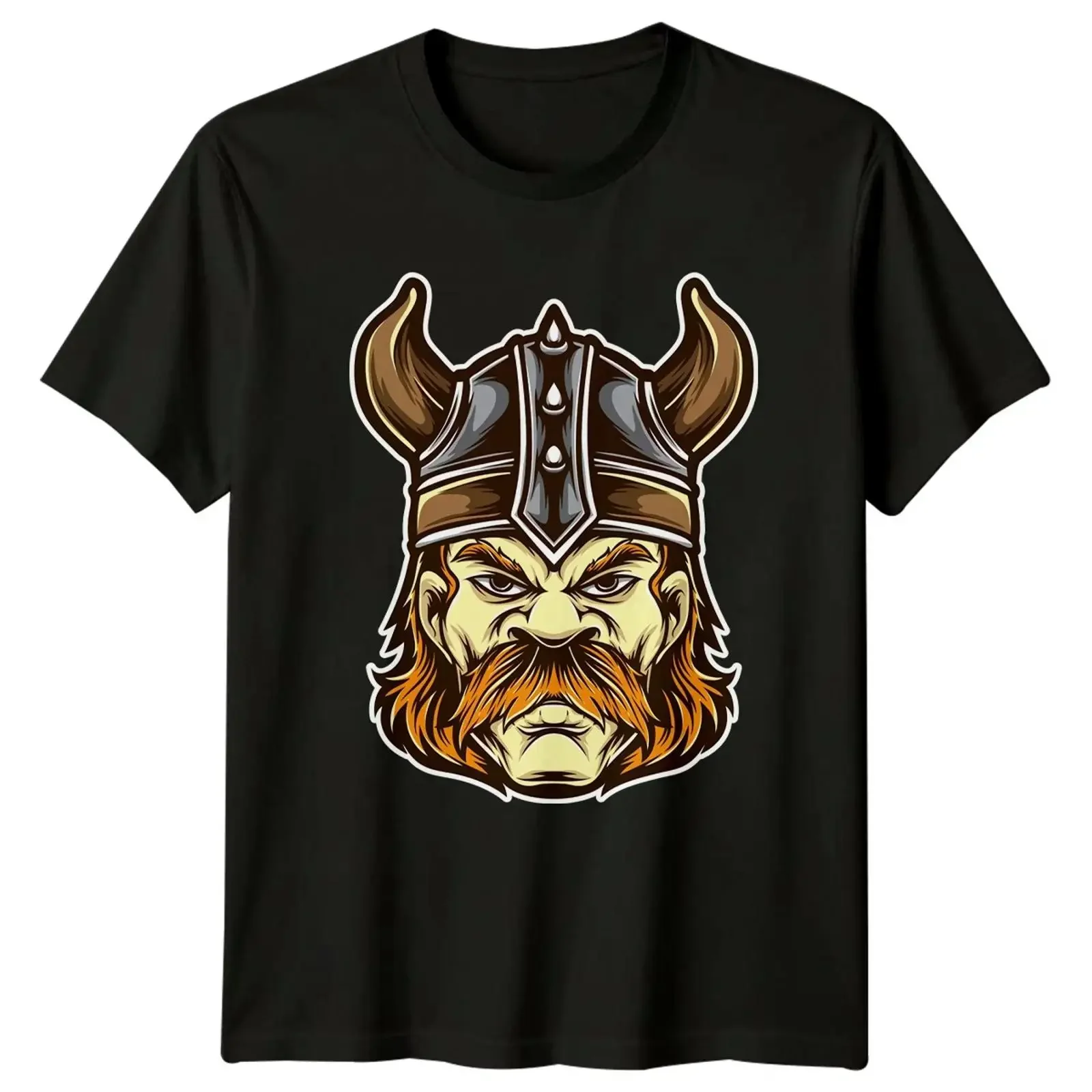 Wikinger Krieger Hornhelm Herren T Shirt Nordische Mythologie Geschichte Vatertag vintage Washed Comfortable fashion Breathable