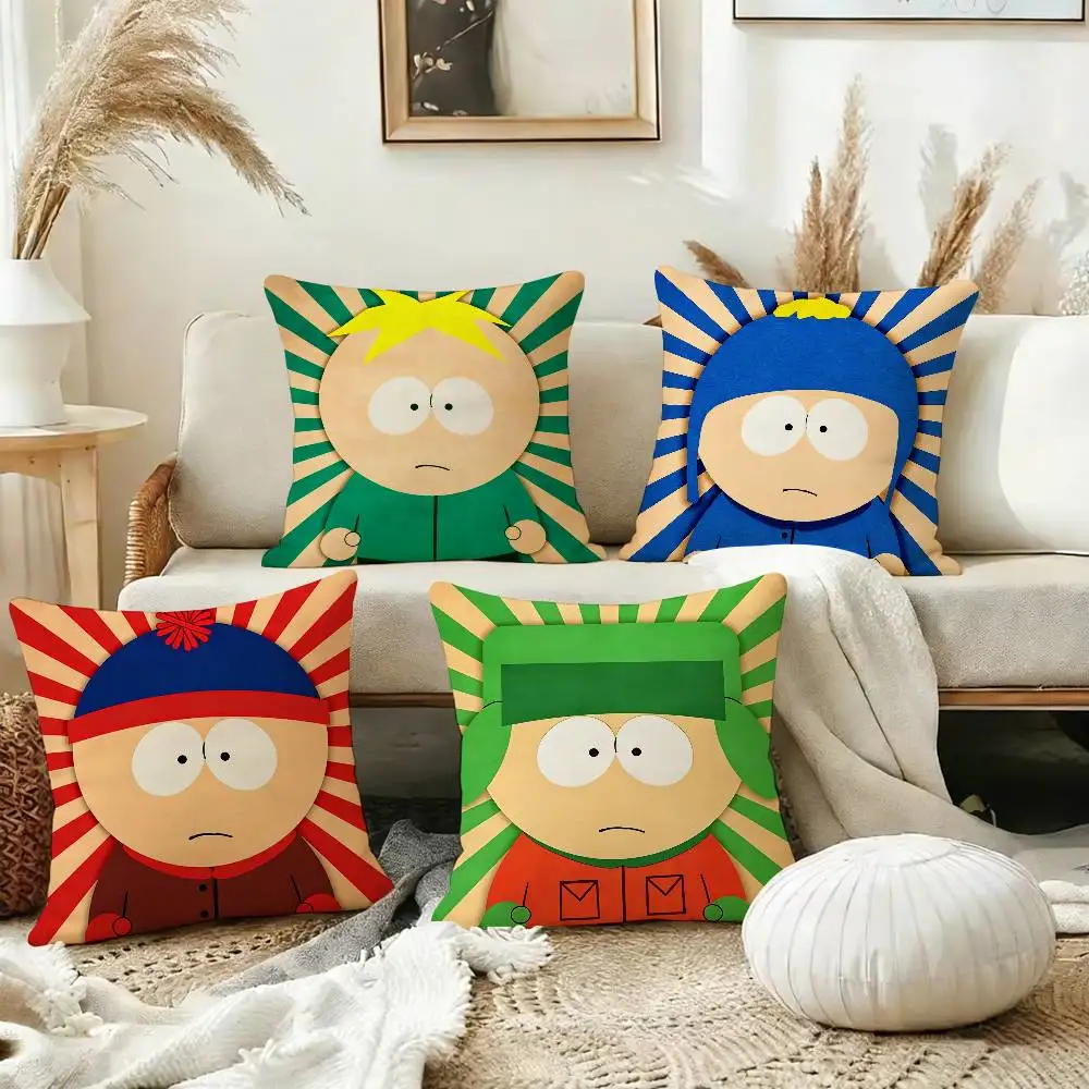 

S-South Cartoon P-Park-sp Pillow Case Square Double-Sided Sofa Cushion Cover Bedroom Bedside Pillow