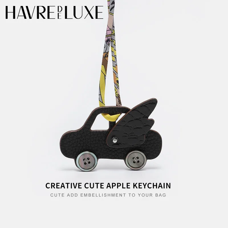 Genuine Leather Flying Car Cute Bag Charm Keychain  Handmade Doll Pendant Women DIY Bag Accessories Decoration Gift