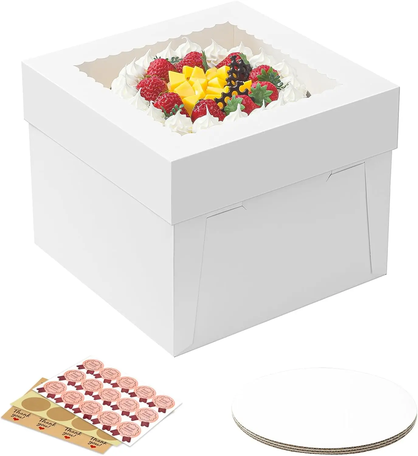 3/5PCS Disposable White Birthday Cake Paper Boxes High-end Window Style Sturdy Not Easily Deformed Wave Lace Cake Storage Box