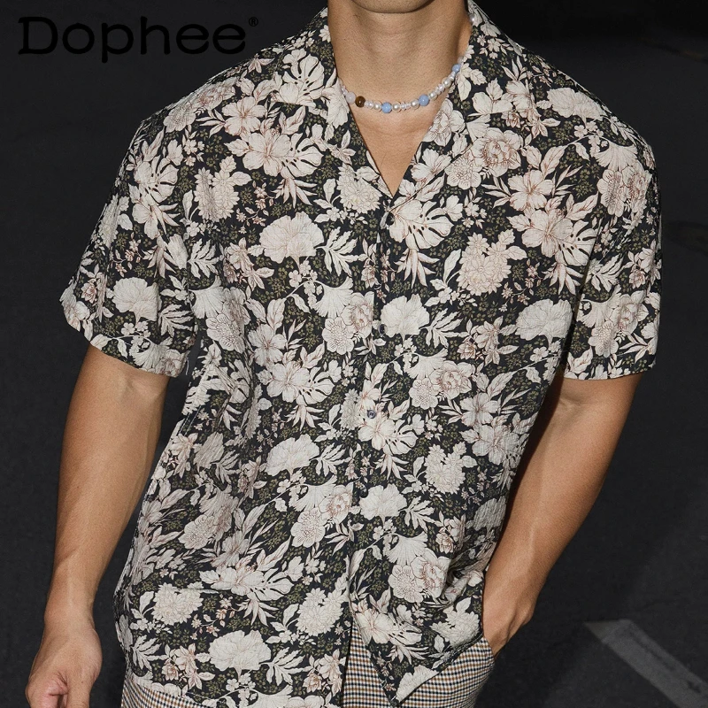 

Male 2026 Summer New Fashion High-end Handsome Lightweight Shirts Stylish Floral Short-sleeve Shirts Elegant Color Matching Tops