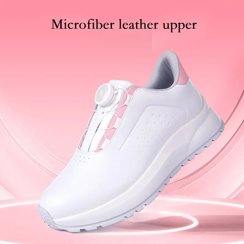 Ttygj Thick Sole Women Golf Sneakers Waterproof Athletic Training Shoes Non-slip Outdoor Grass Turf Footwear Knob Buckle