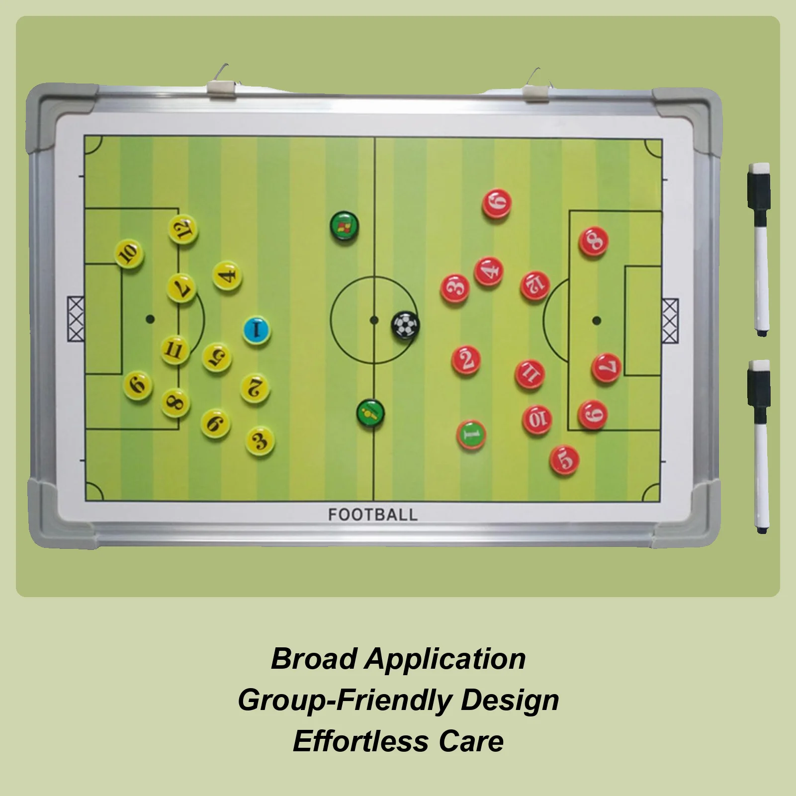 

Soccer Tactics Board Dry Erase Clipboard with 2 Marker Pens Magnetic Whiteboard Training Tool for Football Activities Team