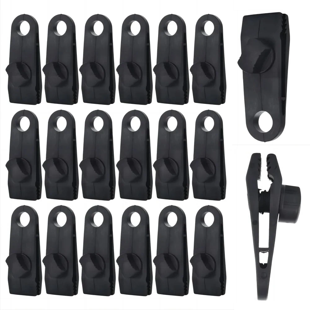 20PC Camping Tarp Clips Clamp Canvas Heavy Duty Lock Grip Tent Fasteners Clips Pool Awning Bungee Cord Car Tighten for Outdoor