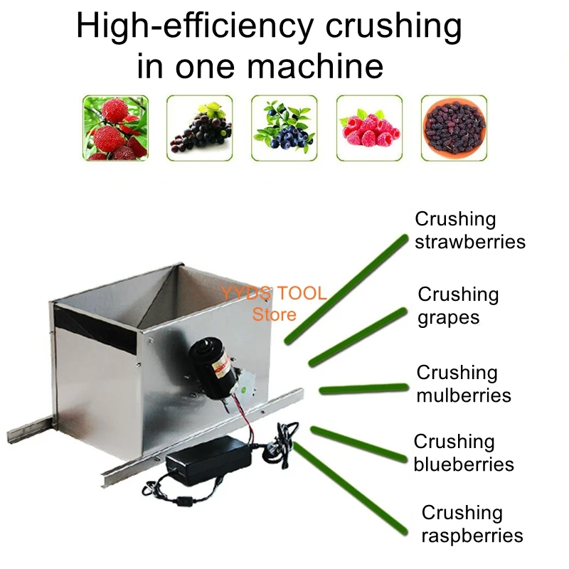 Grape Crusher 304 Stainless Steel Home Wine Making Fruit Wine Tool Electric Single Wheel Crusher