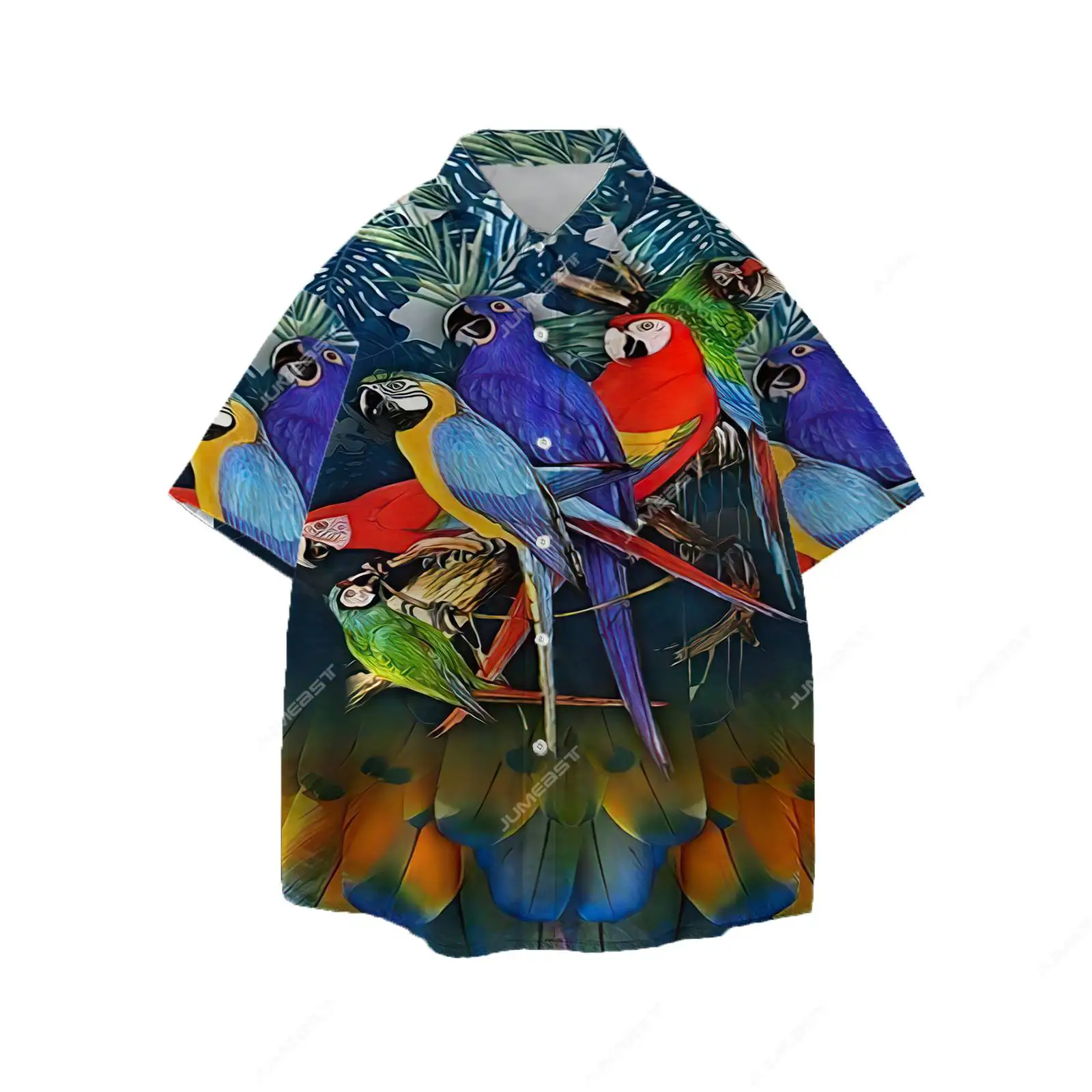 Jumeast Tropical Parrot Men Hawaiian Shirts YK2 Cutecore Women Aloha Shirt Animal Graphic New In Beach Blouse Overfit Clothing