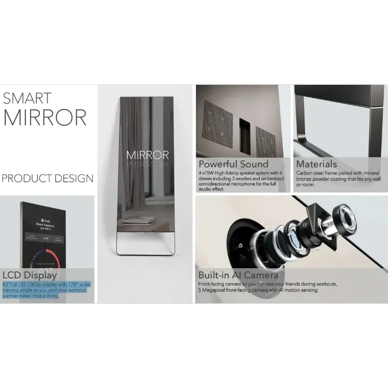 In Stock Magic Exercise Mirror Gym Interactive Full Body Sport Gym Floor Wall Exercise Workout Mirror Smart Fitness Mirror