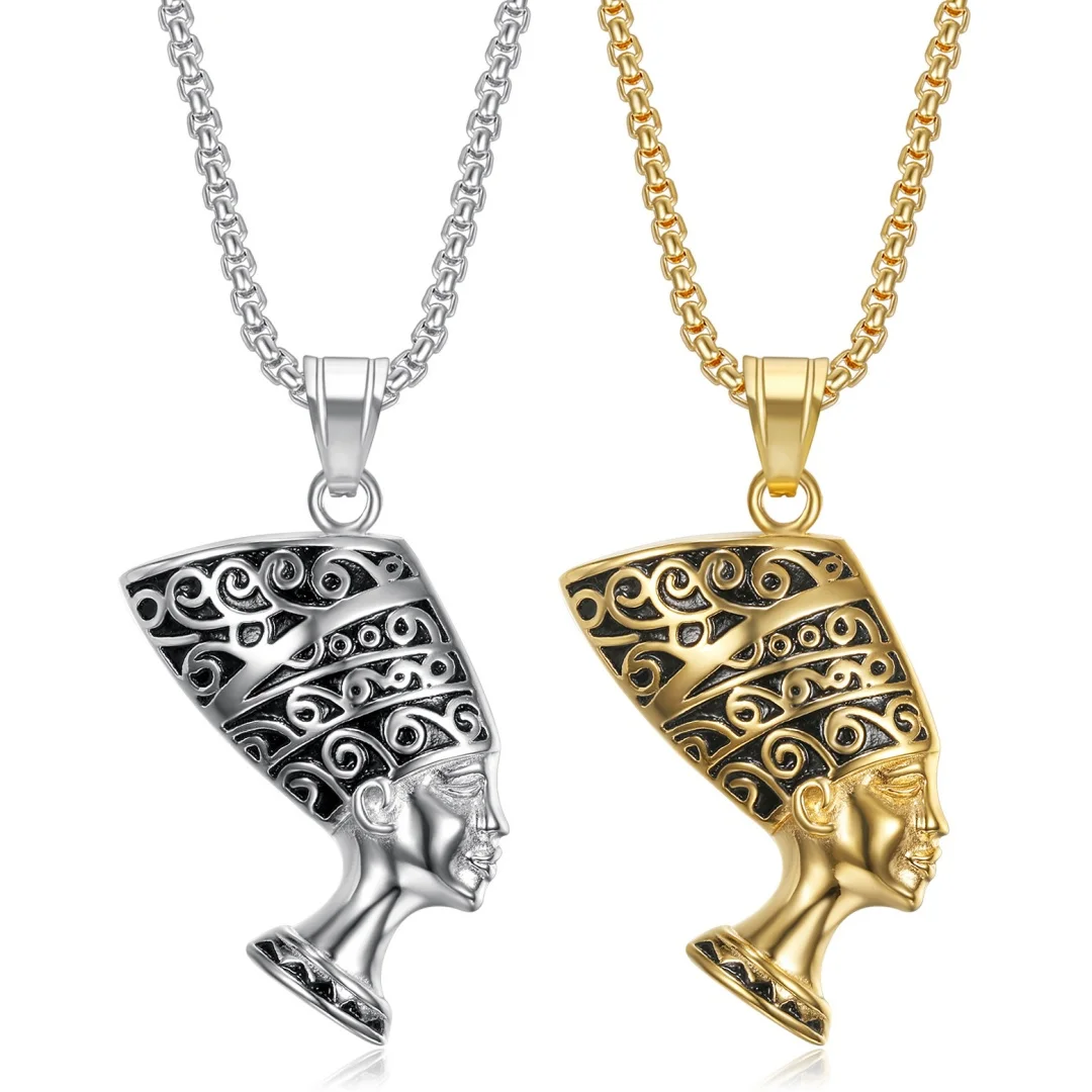 

Mystic Ancient Egypt Pharaoh Head Pendant Gold Silver Color Stainless Steel Chain Necklace for Women Men Egyptian Jewelry Gift