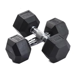 gym fitness 12.5 kg black rubber  dumbbells hexagonal  dumbbell  set for weight  Physical Training