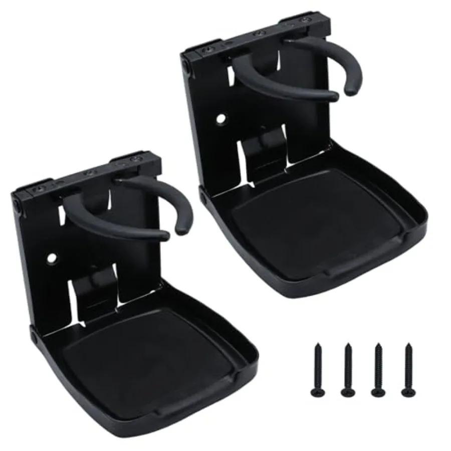 Folding Cup Holders for Car Home Trucks RVs Vans Boats Campers Caravans Yacht, 304 Stainless Steel, Black, Adjustable Space-Sav