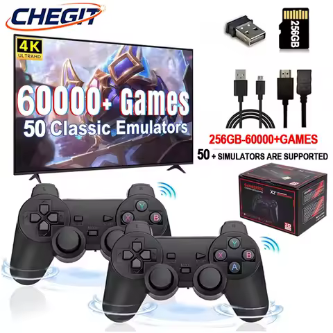 2025 New X2 Plus 60000 video game 4K HD game stick 256GB console 2.4g double wireless controller retro game TV stick for PSP/PS1