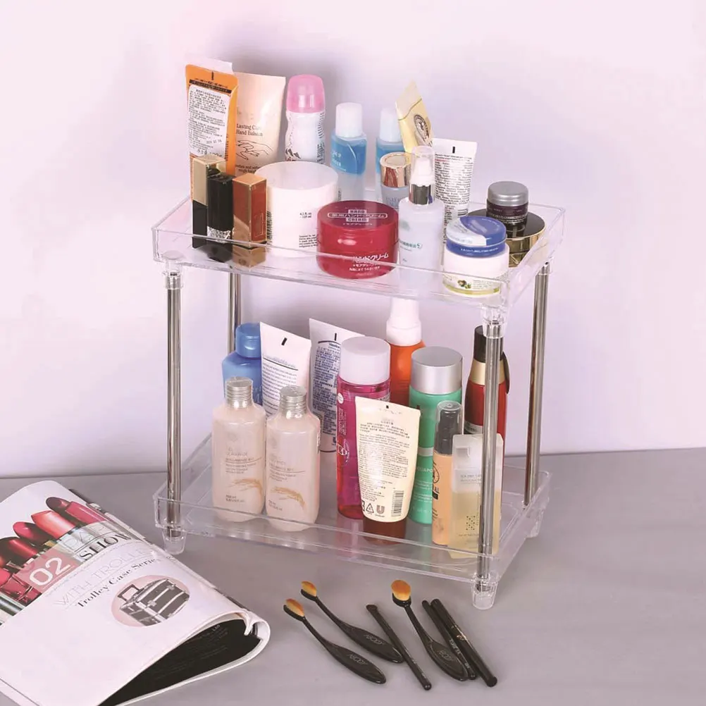 

Acrylic Storage Box Organizer Toiletry Rack Bathroom Stand Makeup Shelf Durable Waterproof Premium Quality Simple Style