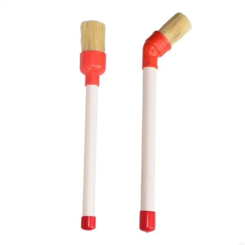 Straight and Angled Tire Service Brush Set, 2 Piece Long Handle Applicator for Paste Spreading, Tire Maintenance X37F