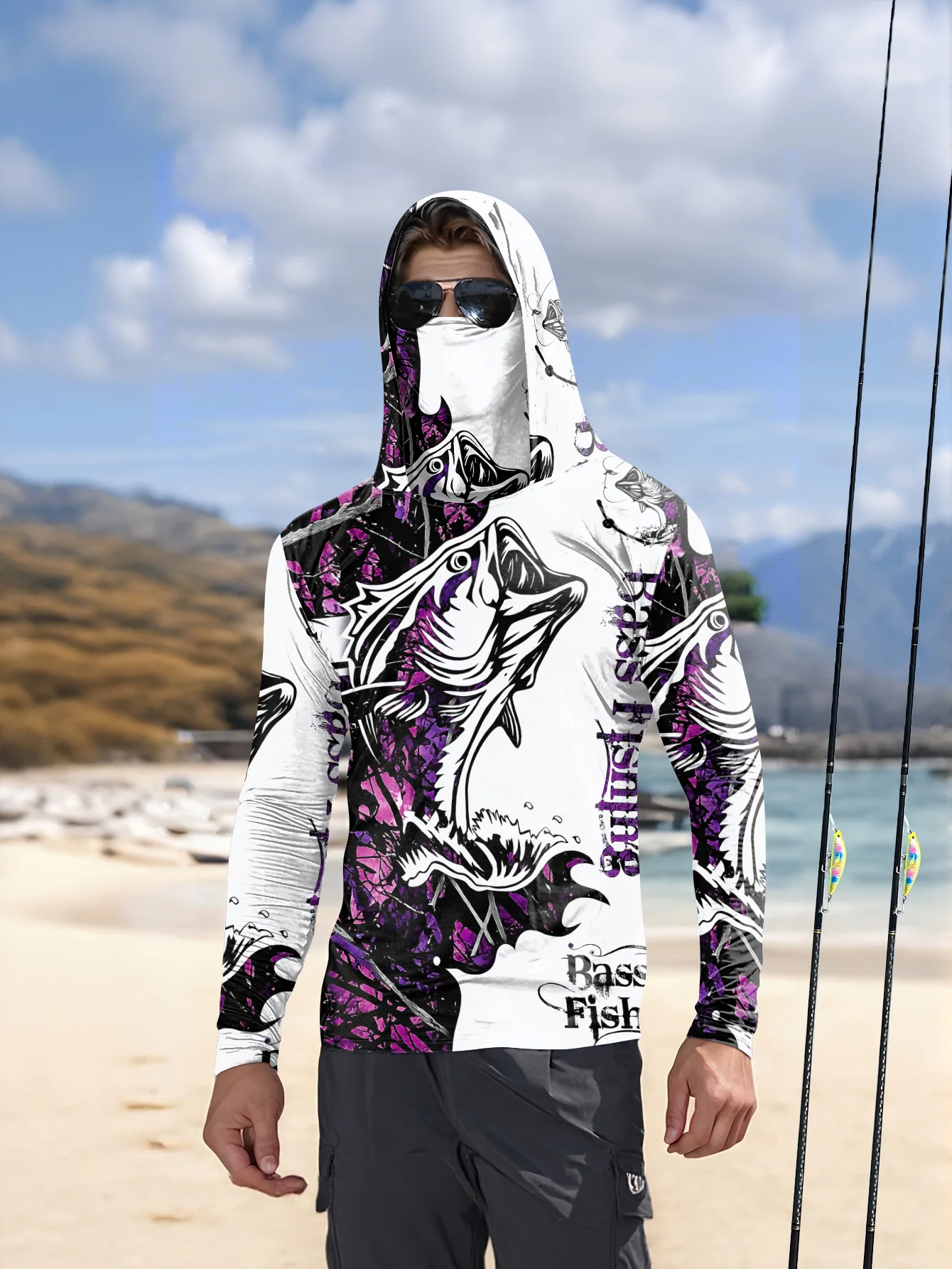 Fishing Hoodie Men Long Sleeve Quick Dry Breathable Clothing UV Protection Outdoor Fishing T-Shirt Fishing Clothes