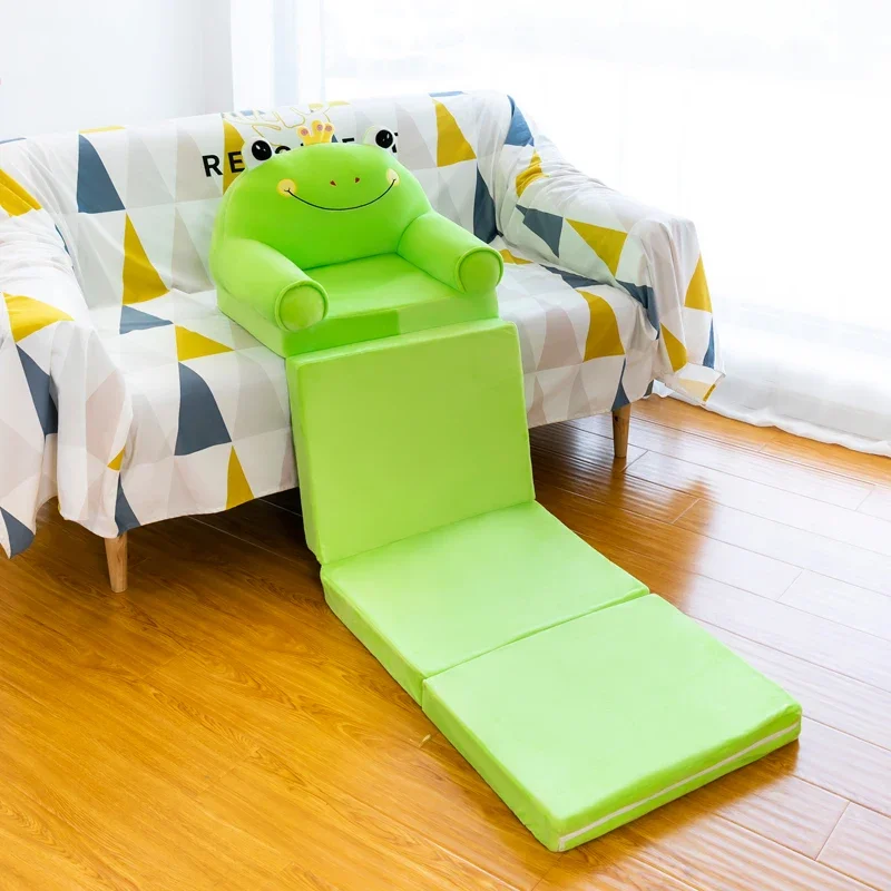 Kids Folding Sofa Bed 4 Layers Frog Foldable Foam Plush Sofa Cartoon Children Gifts