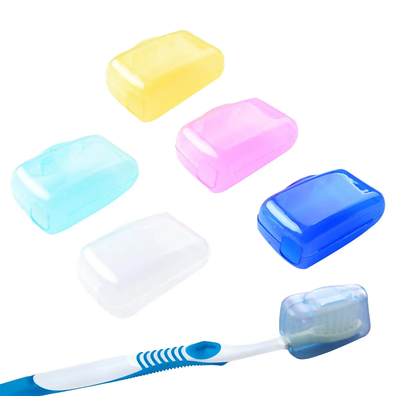 5pcs Household Toothbrush Storage Clip Portable Travel Toothbrush Dust Protective Cap Storage Box Toothbrush Head Case