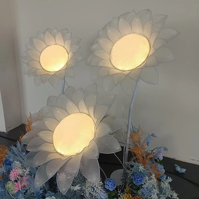 DLMH luces de boda de girasol modernas, luz atmosférica festiva para fiesta, escenario, camino, decoración de fondo de plomo