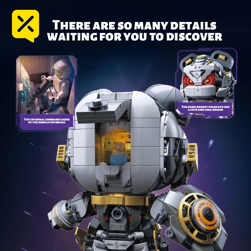 1623ピース パンクパンダ メカ組み立ておもちゃ 未来的なロボットブロックモデル テクノロジー愛好家や子供たちに最適 クールなライト付き 子供へのギフト