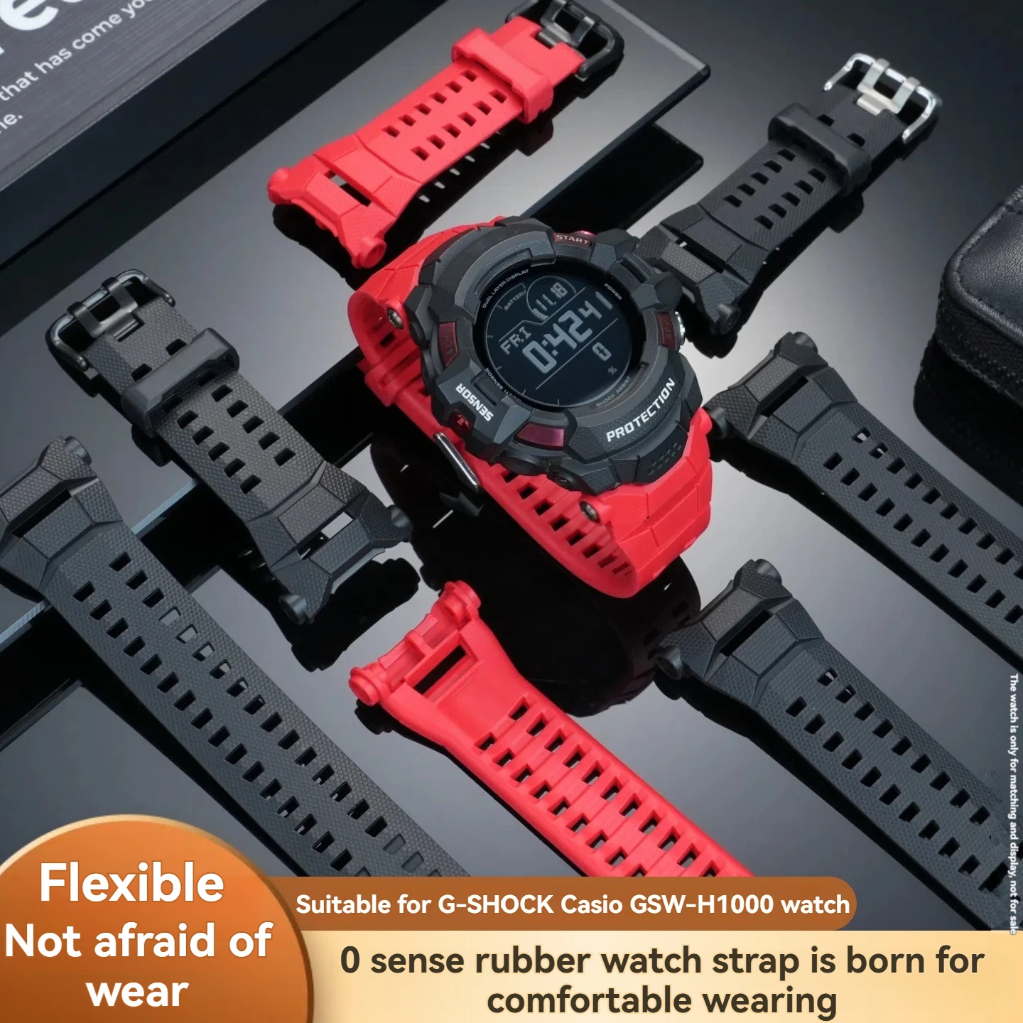 Smartwatch Casio Watches For Men - สำหรับคาสิโอ 3475 GSW-H1000 สมาร์ทวอทช์กีฬาสายนาฬิกาเรซิ่นซิลิโคนสีดำสายทดแทนอุปกรณ์เสริมนาฬิกาผู้ชาย