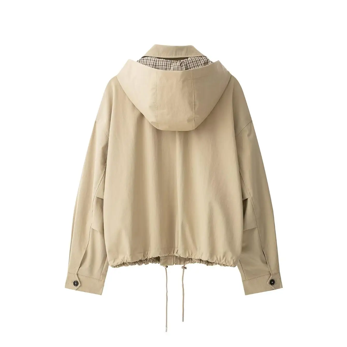 TFMLN Lässige Kapuzenjacke für Damen, Einfarbig, mit Revers und Reißverschluss, Neue Herbst-Damenjacke mit Lockerem Schnitt und Langen Ärmeln – Detail 3