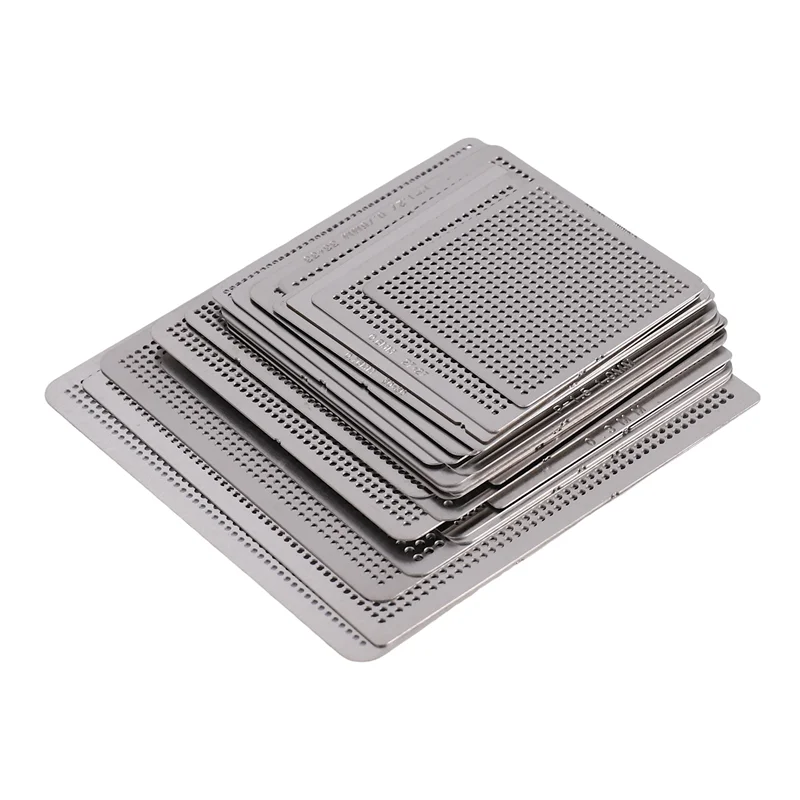 A003 27 шт. универсальный трафарет с прямым нагревом BGA, поддержка реболлинга, держатель трафарета, шаблон с подогревом, приспособление для чипов SMT SMD