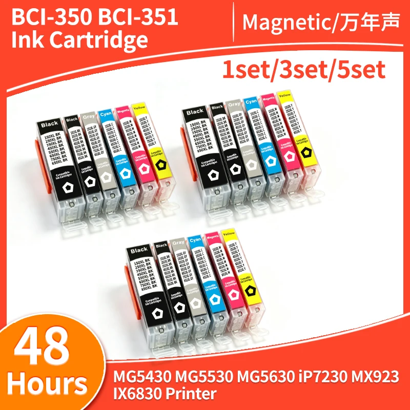 1-5set BCI-350 BCI-351 350 351 ink cartridge Compatible for canon PIXUS MG5430 MG5530 MG5630 iP7230 MX923 IX6830 Printer ink
