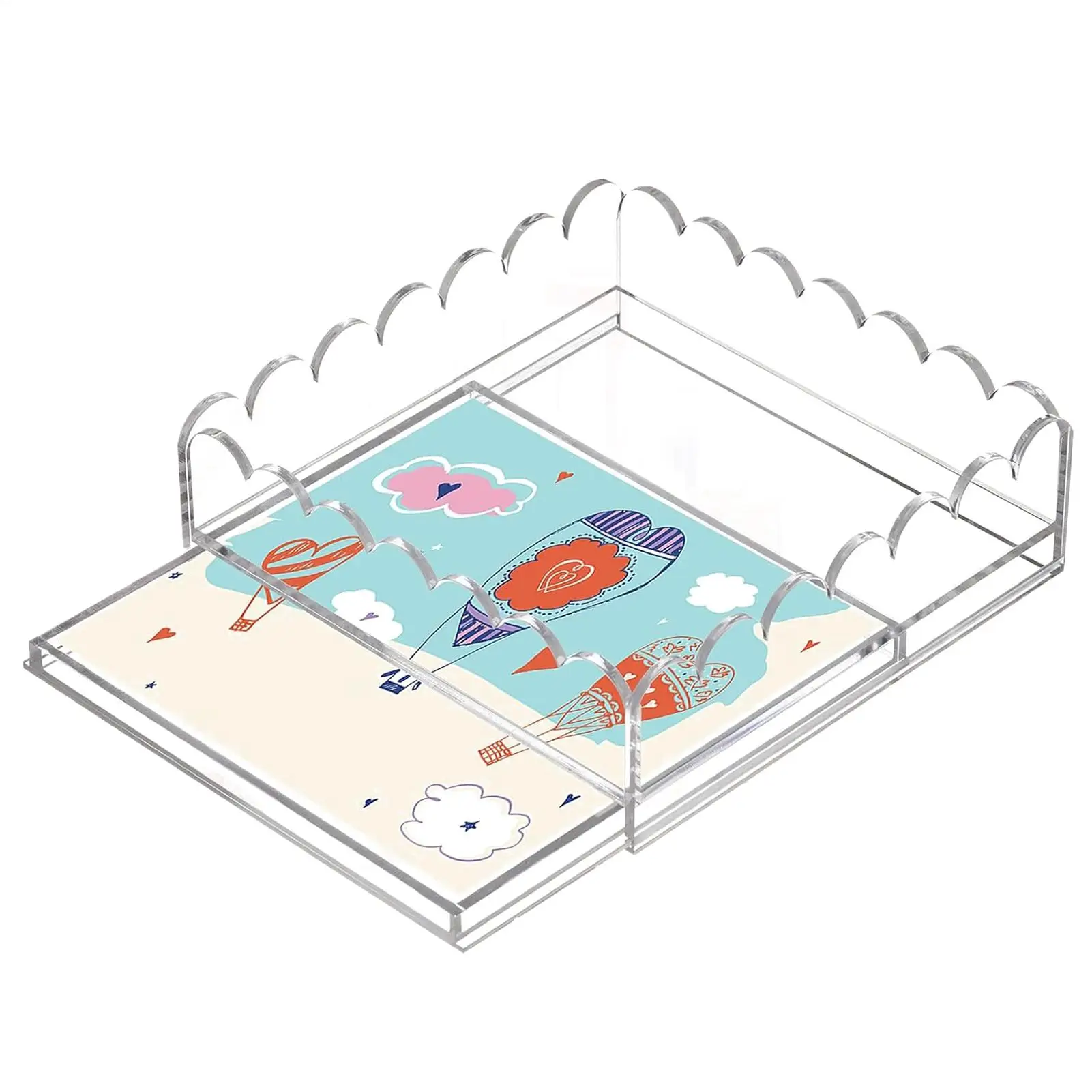 

Clear Acrylic Tray Acrylic Artwork Display Tray With Drawer Display Holder Desk Decor Storage Organizer For Arts & Crafts Photos