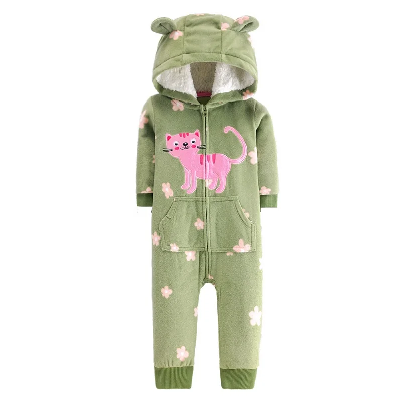 Newborn Infant Baby Boy Romper Winter Polar Fleece Hooded Long-Sleeve Style Warm Overalls Toddler Girls Jumpsuit Baby Clothes