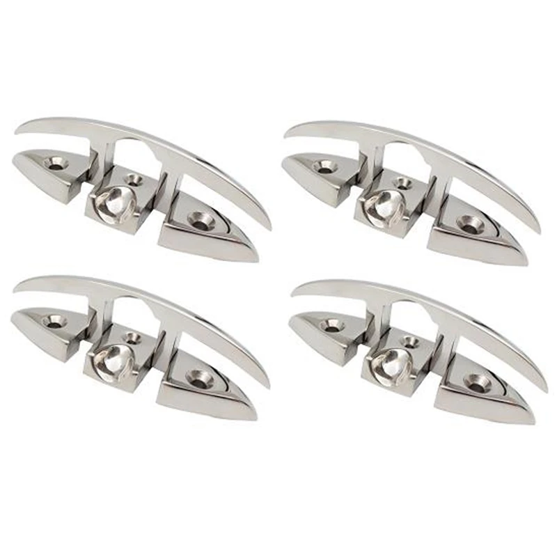 4PCS Stainless Steel Cleat Marine Hardware Foldable Boat Cleats Folding Deck Mooring Cleat Boat Accessories Parts