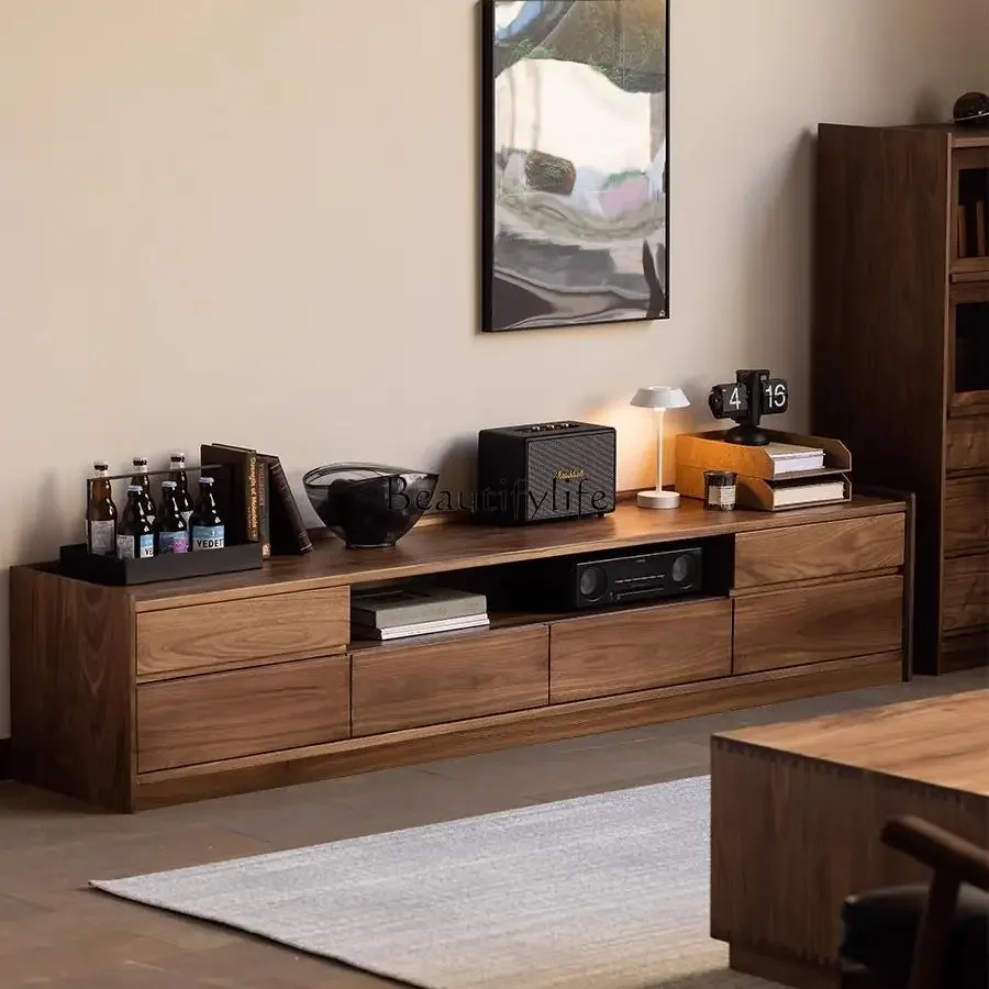 

LXNorth American black walnut TV cabinet solid wood living room storage cabinetSSS