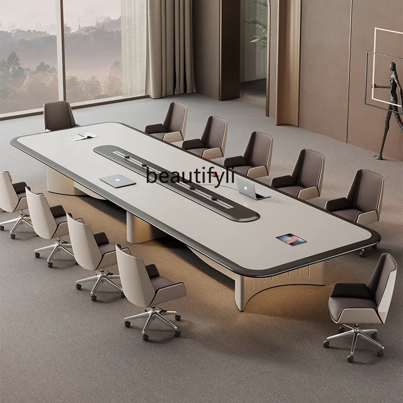 cc182Light luxury high-end full paint conference table long table office building company meeting room tables and chairs