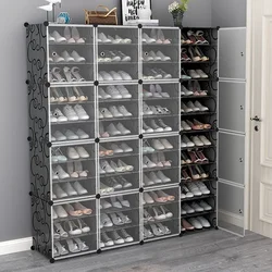 Large Shoe Rack Large Capacity Boot Storage 12 Cube Organizer Modular DIY Plastic 6 Tier 24-96 Pairs Of Shoe Tower Cabinet