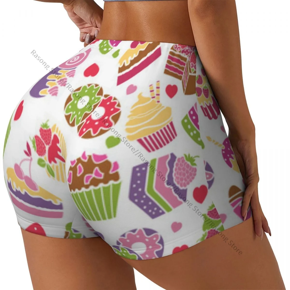 

Короткие эластичные шорты для бега с эффектом пуш-ап для выпечки и десертов, спортивные шорты, женская одежда, тренажерный зал