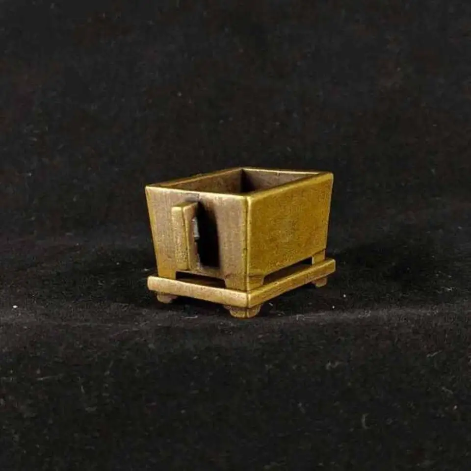 Mini Brass Double Ear Incense Burner Retro Carved Maza Stove With Removable Base Antique Bronze Ornament