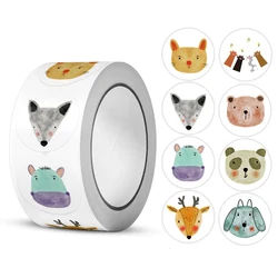 100-500 Pcs 1inch Animal Panda Cat Dog Fox Stickers Roll for Envelope Praise Reward Label Stationery Seal Lable Child Toy Gift