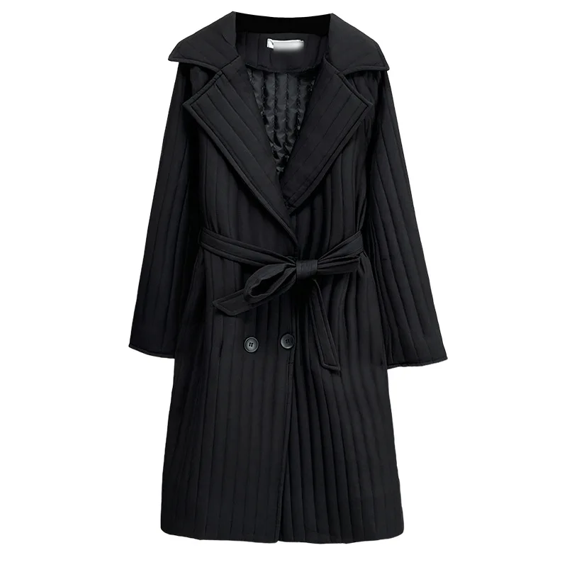 

XXXXL модные женские парки больших размеров, зимние новые теплые ветровки с поясом и воротником, длинная куртка с хлопковой подкладкой 1730