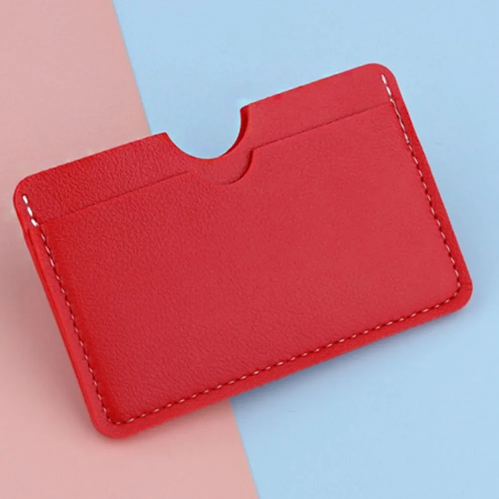 Casual PU Leather Thin Card Bag Mini Wallet Purse Card Holder Korean Style Solid Color Outdoor