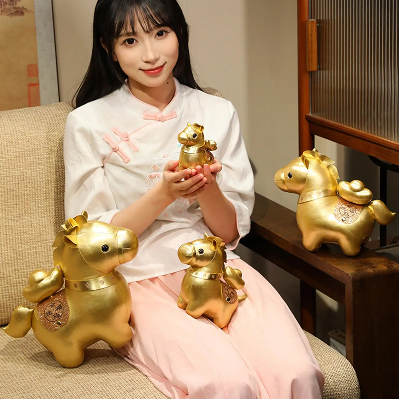 2026 nouvel an mascotte cheval jouets en peluche cheval mascotte sac pendentif chanceux poney poupée Ponys décor nouvel an bénédiction enfant cadeau