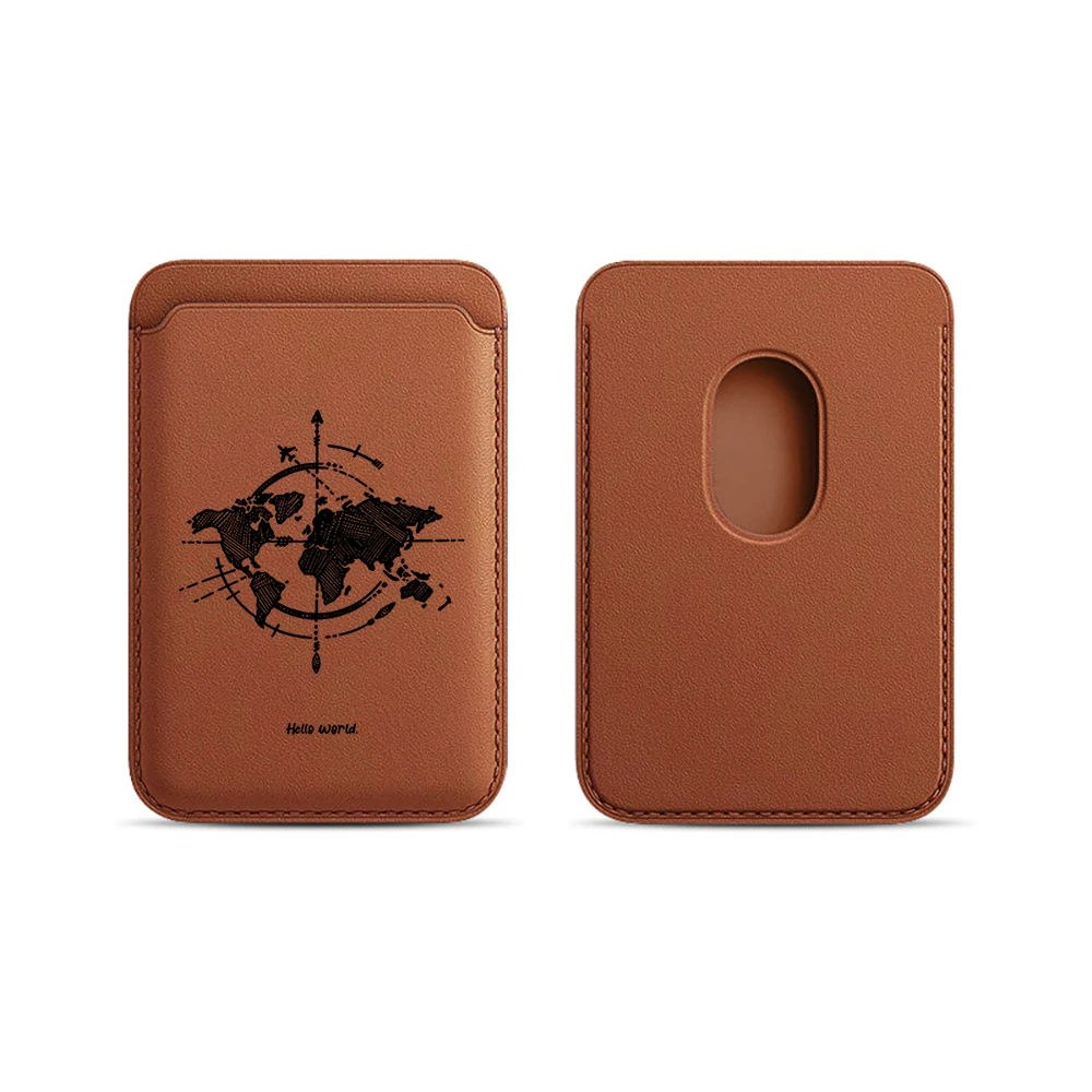 Minimalistisches Weltkarten-Leder-Kartenetui Handy-Kartenhalter für Magnetische Hülle Geeignet für alle iPhone Magsafe Karten-Handy-Rückseiten-Taschen – Detail 19