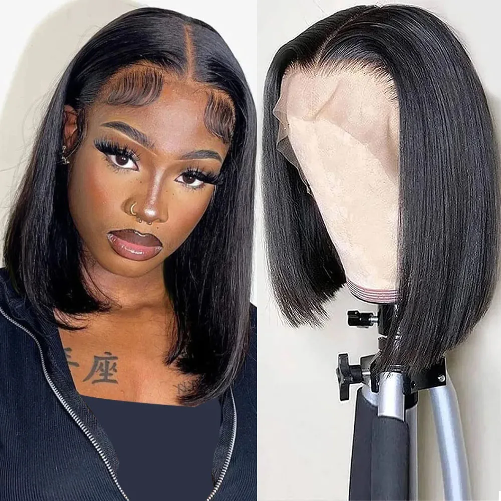 13x4 Straight Lace Front Wig Peruvian Hair Bob Lace Front Wigs Short Bob Wig 100% Humain Hair Remy HD Lace Frontal Wig For Women