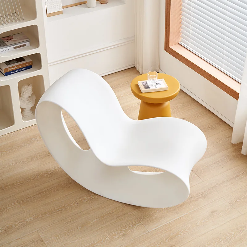Rocking chair, balcony household lazy recliner, butterfly chair, single leisure seat, white outdoor