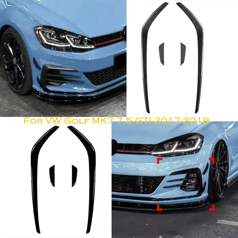 2Set Front Bumper Air Knife Splitter For VW Golf 7.5 GTI 2017-2019 Golf 7.5 GTI Performance Exterior Body Kit Mod Accessories