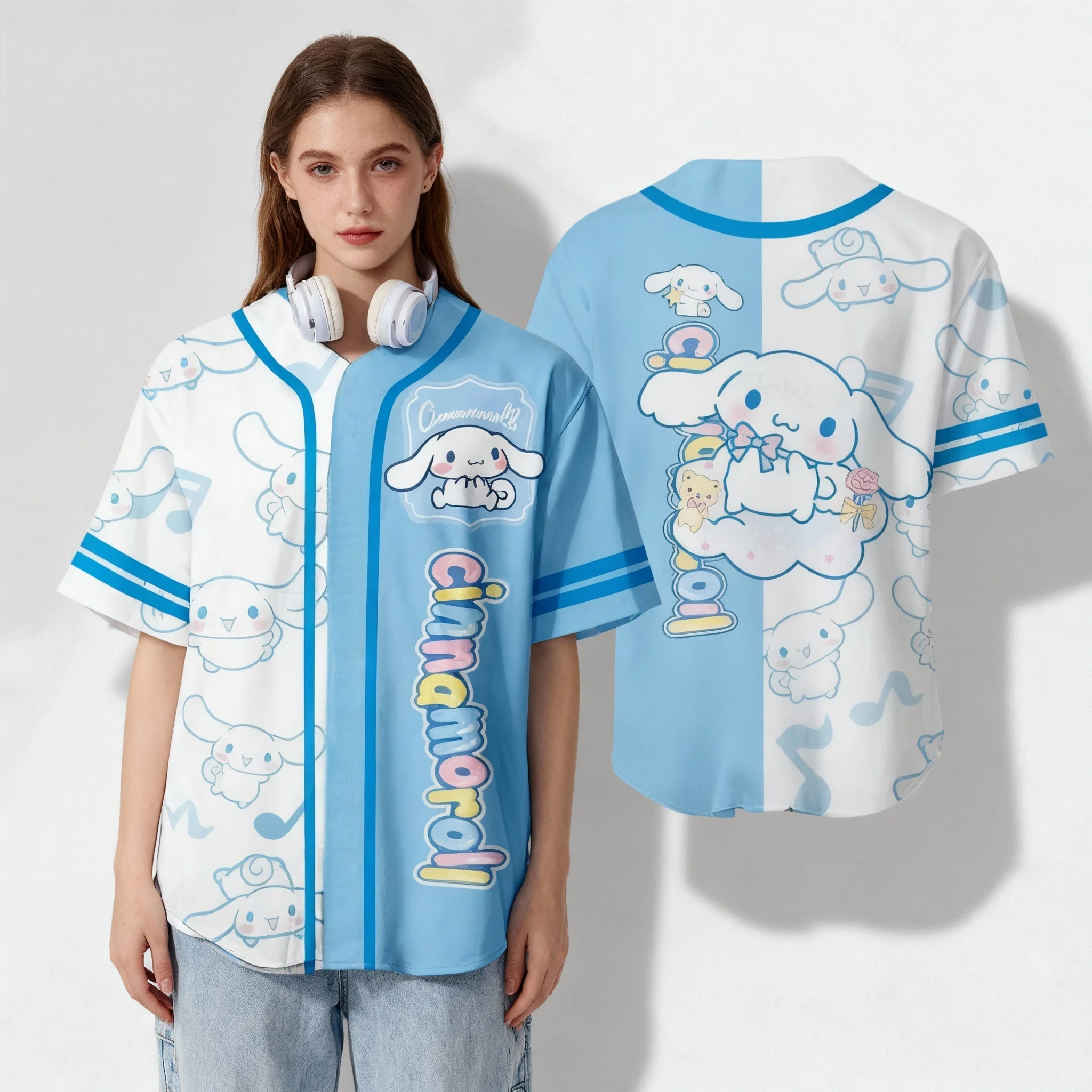 camiseta-de-verao-estilosa-e-confortavel-sanrio-family-yugui-dog-kitty-cat-com-estampa-de-bola-esportiva-americana-tamanho-extra-grande-para-adultos-e-gestantes