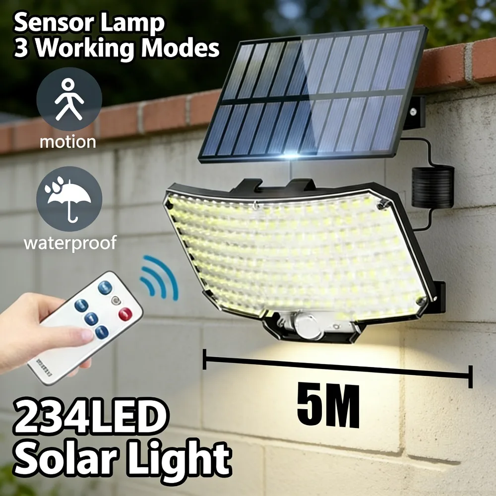High Power 234LED Sensor Solar Light Outdoor 3 Working Modes IP65 Waterproof Lights for Yard Garden Fence Decorative Wall Light