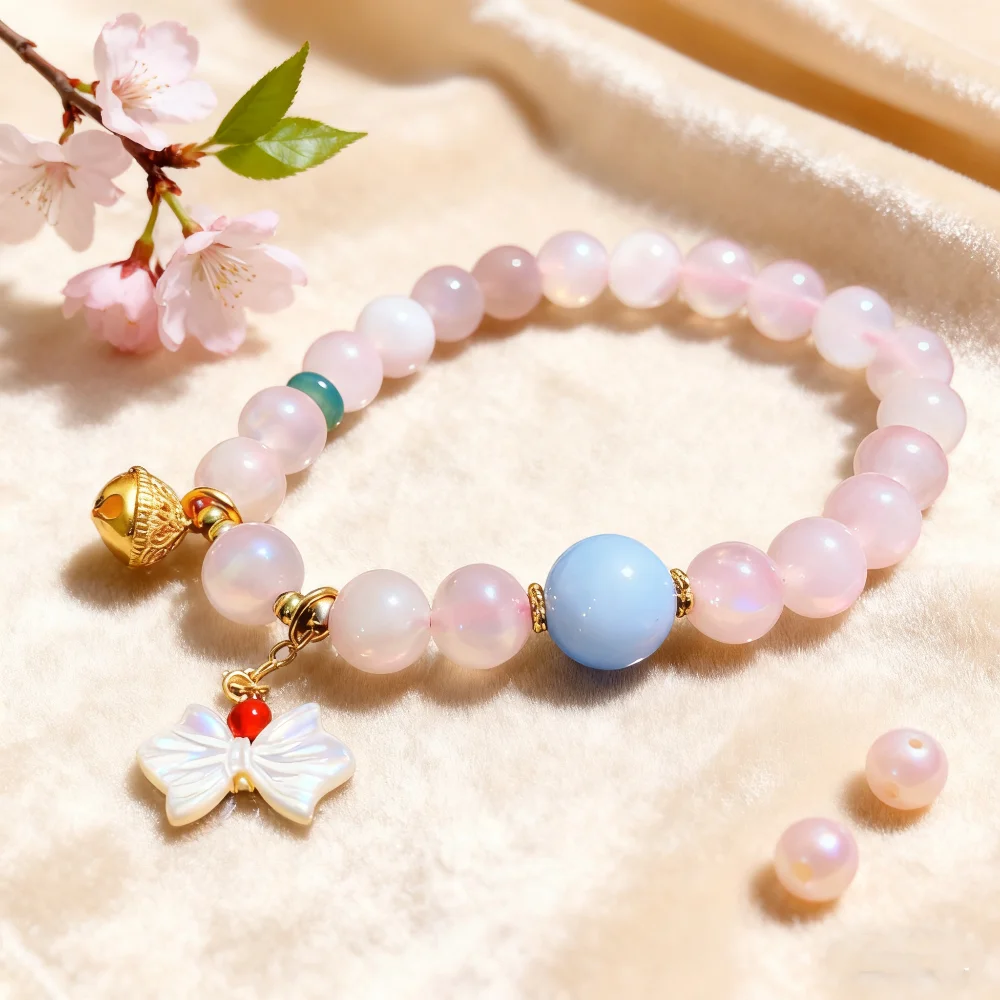 

Jewelry Bracelet Fashion Exquisite Pink Crystal Handmade Women's Barcelets Blue Gem Love Calm Luck