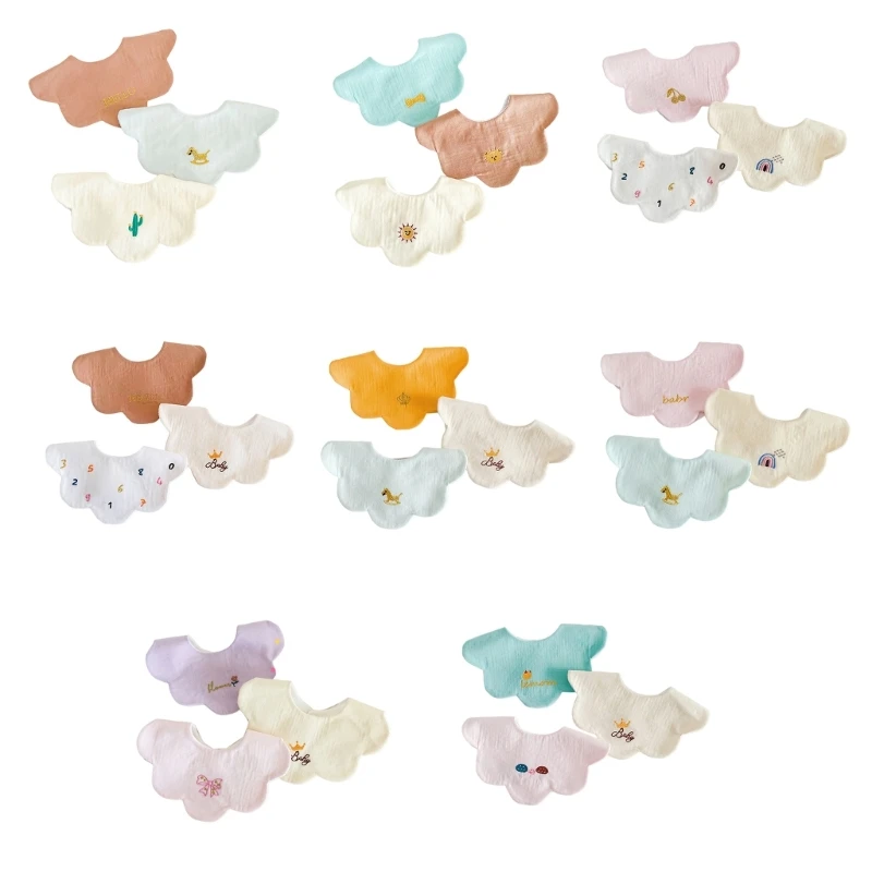 

3Pcs/set Drooling Bib Petal-shaped Burp Cloth for Baby Breathable Saliva Towel