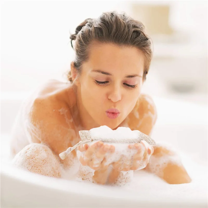 

ABHB-Soap Bags For Shower 90 Pack Natural Ramie Soap Saver Pouch Homemade Soap Mesh Bag With Drawstring