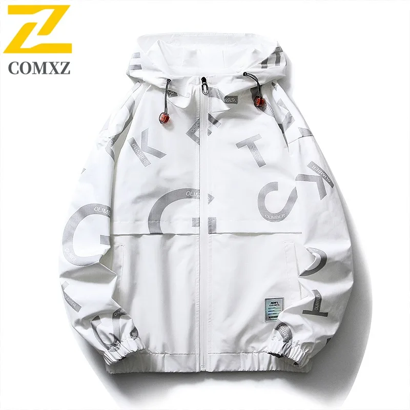

COMXZ Casual Hooded Mens Jacket Mountaineering Durable Motorcycle Jacket 2025 Daily Style Lightweight Autumn New Clothing
